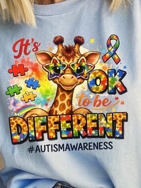 Autism Awareness T-shirt Unisex Youth Children Medium It's okay to be Different
